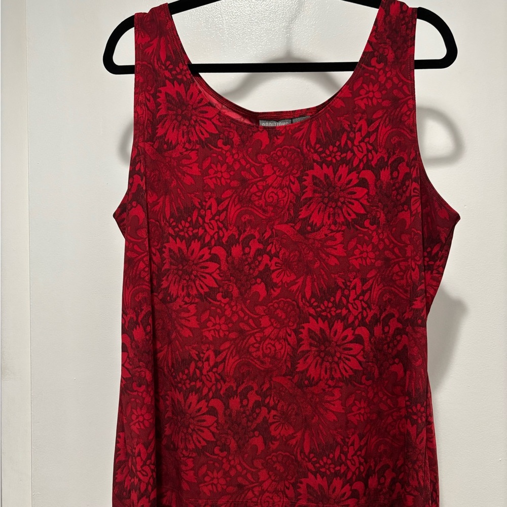 Chico's Red Floral Scoop Neck Tank Size 3